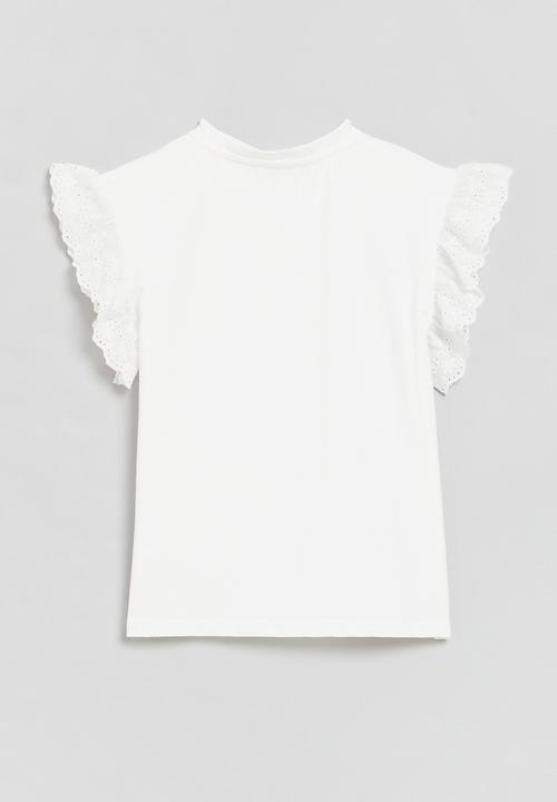 Pop Candy - Anglaise sleeve tee - white