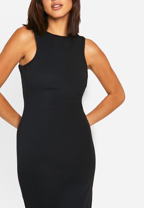 boohoo - Basic Rib Fit And Flare Maxi - Black