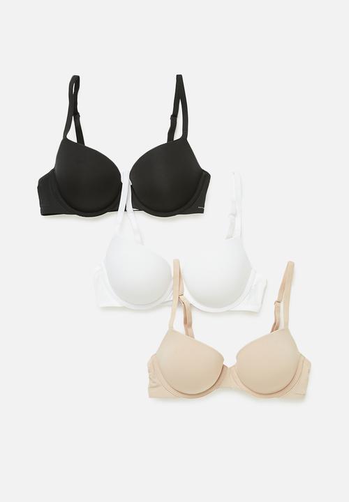 Cotton On - Ultimate Comfort T-Shirt Bra 3Pack - Black/White/Frappe