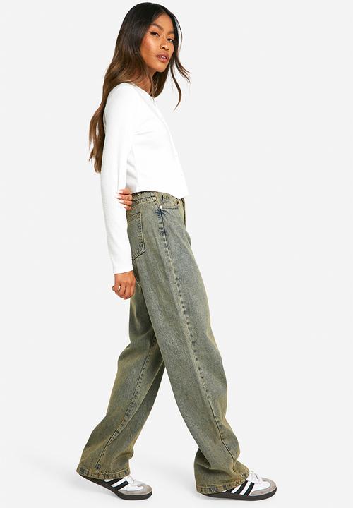 boohoo - Basics High Waisted Boyfriend Jeans - Light Sand