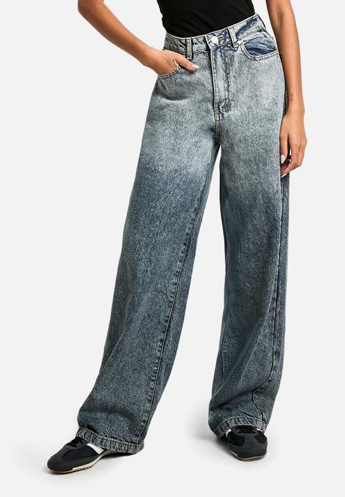 boohoo - Basics High Waisted Super Wide Leg Jeans - Grey Blue