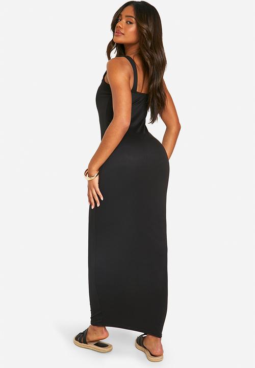 boohoo - Super Soft Square Neck Maxi Dress - Black