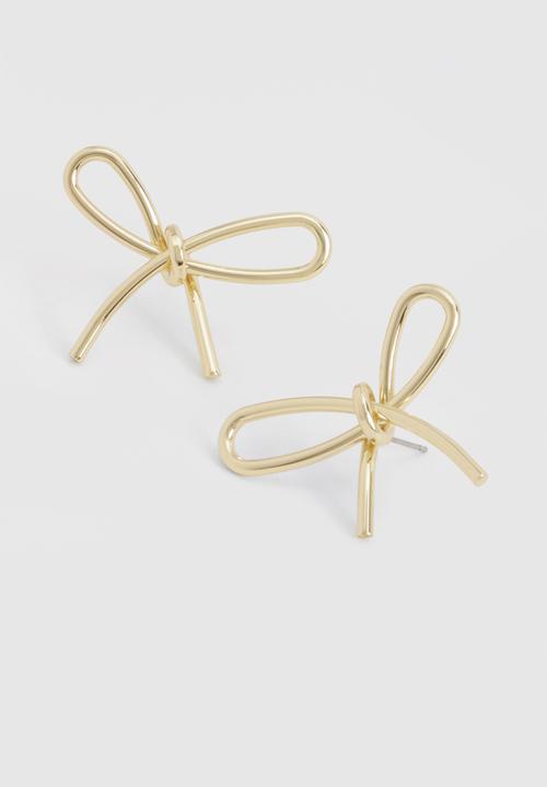 boohoo - Oversized statement knot bow earrings - gold