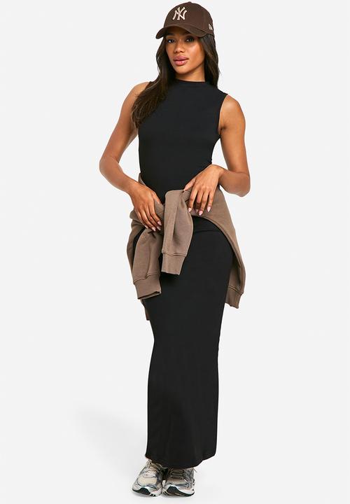boohoo - Turn Over Neck Maxi Dress - black