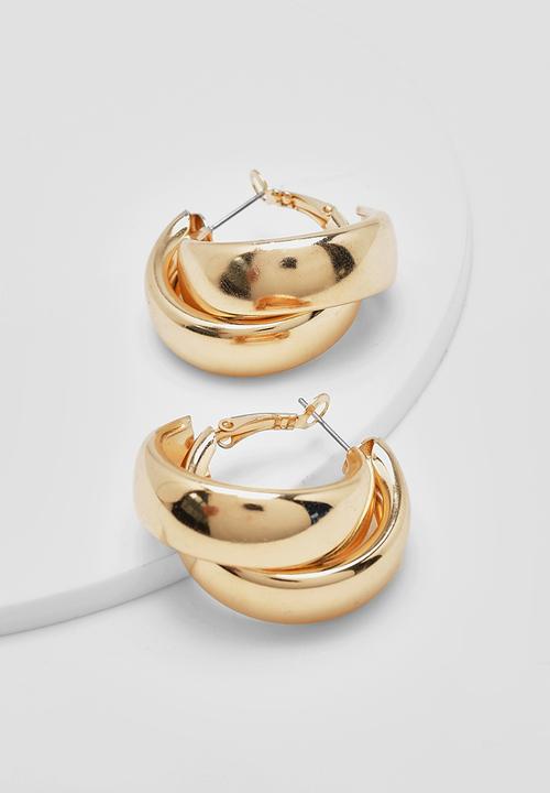boohoo - Chunky tubular hoop earrings - gold