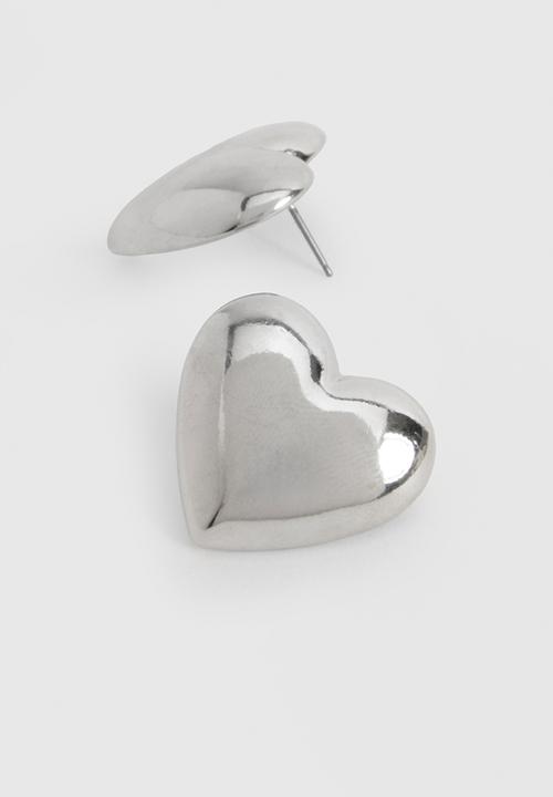 boohoo - Heart stud earrings - silver