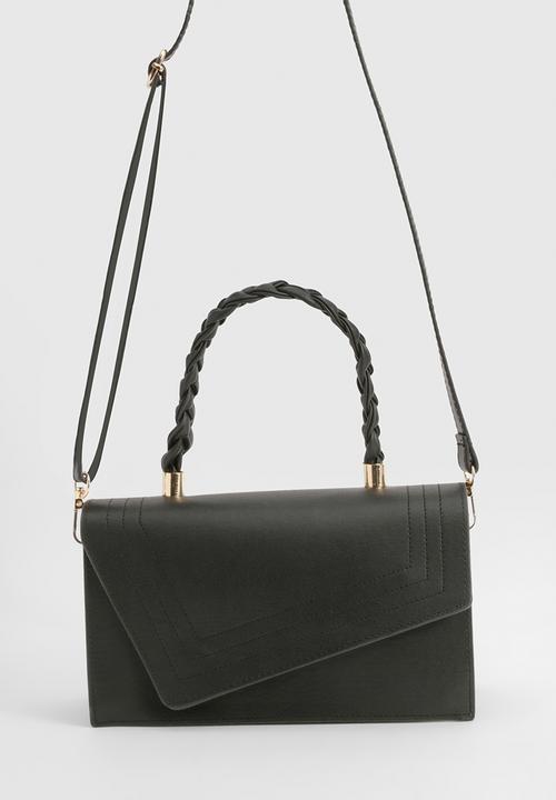 boohoo - Plait handle structured crossbody grab bag - black