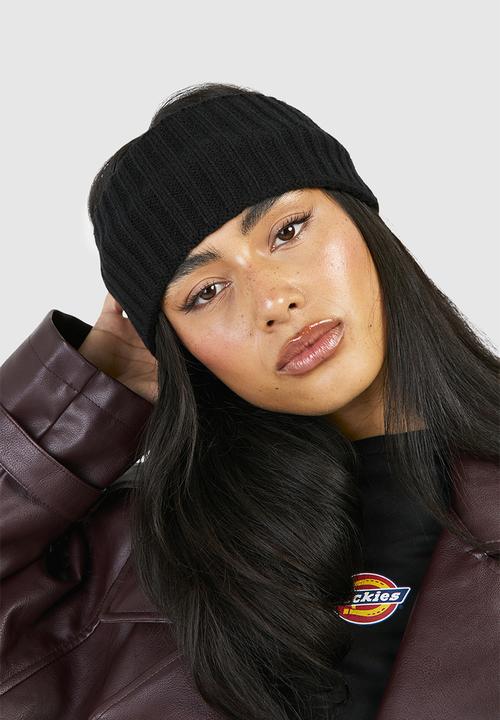 boohoo - Chunky ribbed knitted headband - black