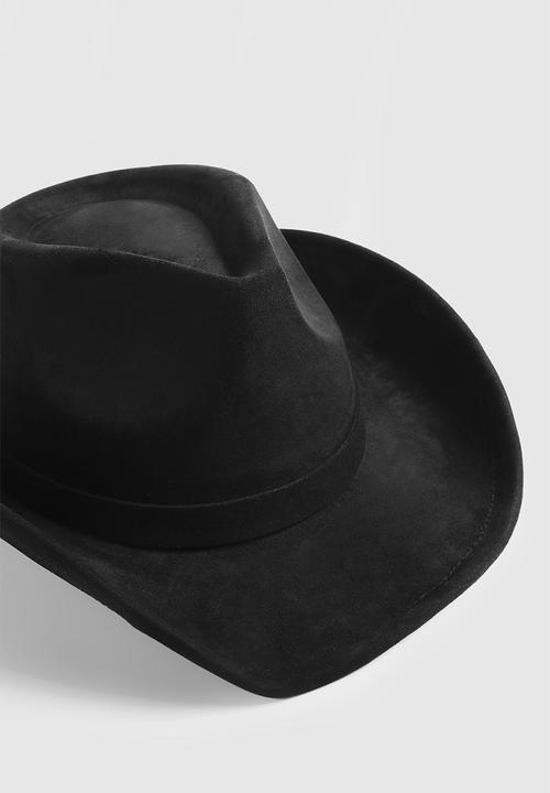 boohoo - Curved edge cowboy fedora hat - black