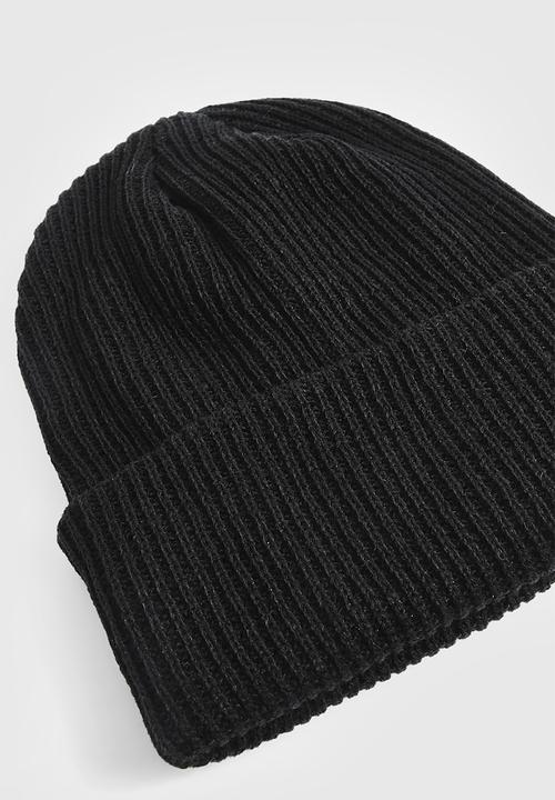 boohoo - Basic rib beanie - black