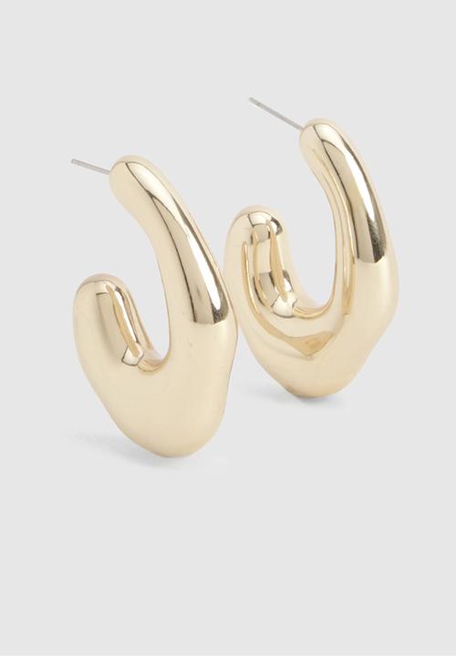 boohoo - Chunky abstract hoop earrings - gold