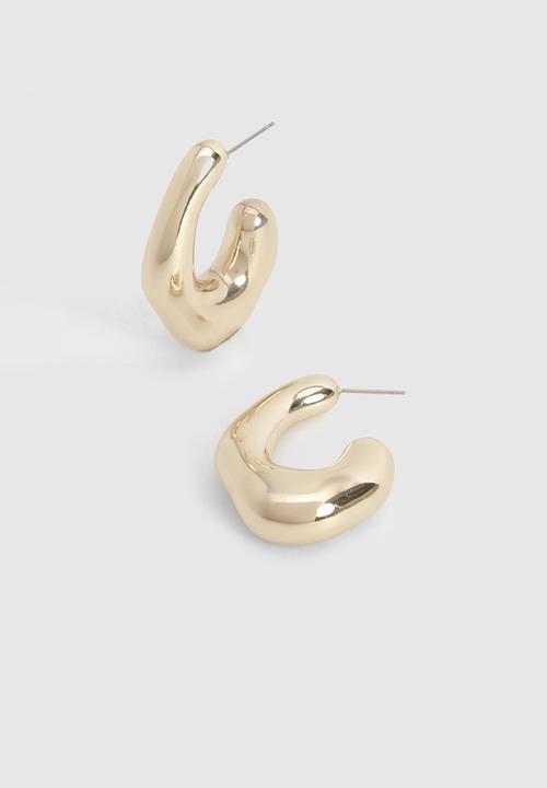 boohoo - Chunky abstract hoop earrings - gold