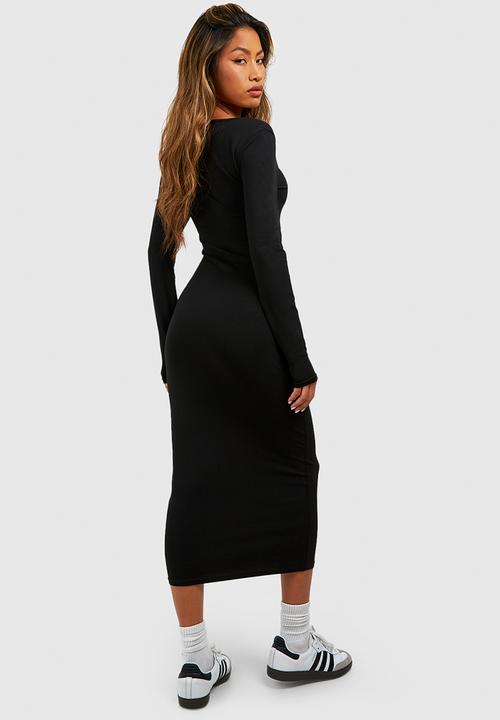 boohoo - Premium Super Soft Scoop Neck Midaxi Dress - black