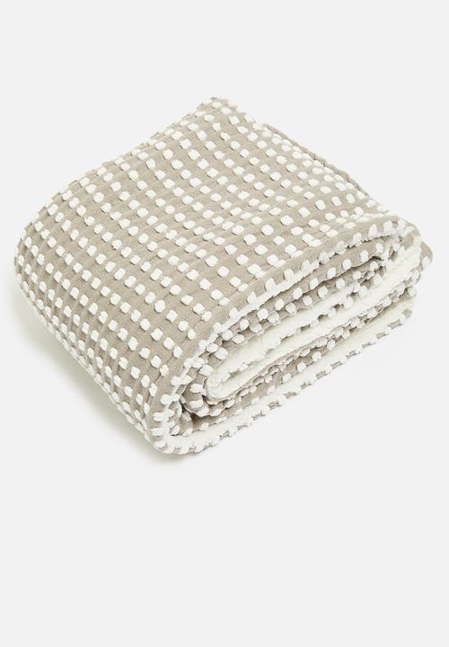 Sixth Floor - Dotty Sherpa Throw - Taupe