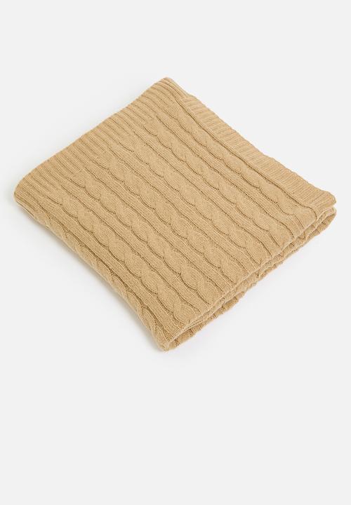 Sixth Floor - Knitted Throw  - Toffee