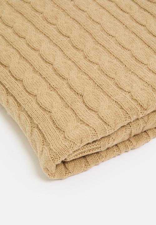 Sixth Floor - Knitted Throw  - Toffee