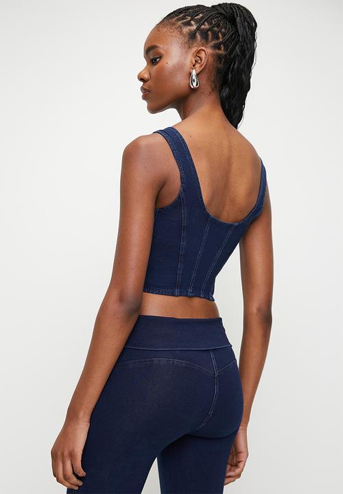 SISSY BOY - Christi: knit corset style top - indigo
