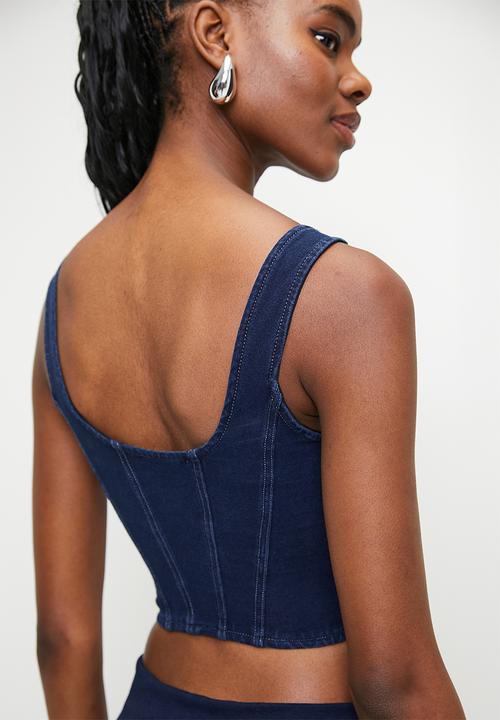 SISSY BOY - Christi: knit corset style top - indigo
