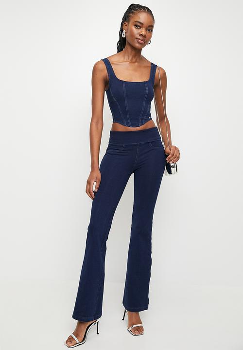 SISSY BOY - Christi: knit corset style top - indigo