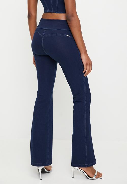 SISSY BOY - Audrey:mid waist flare with fold over waistband - indigo