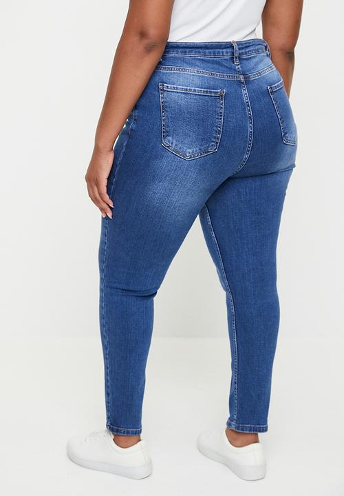 Trendyol - Plus high waist stretchy skinny jeans - blue