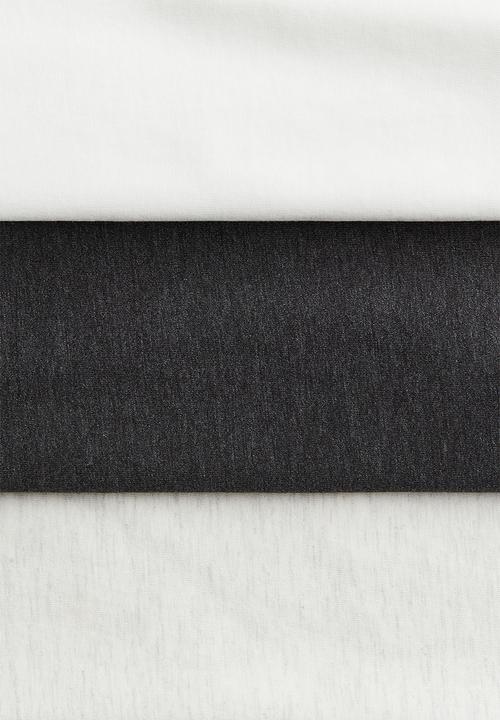 H&M - 3-Pack T-shirts - white darkgrey