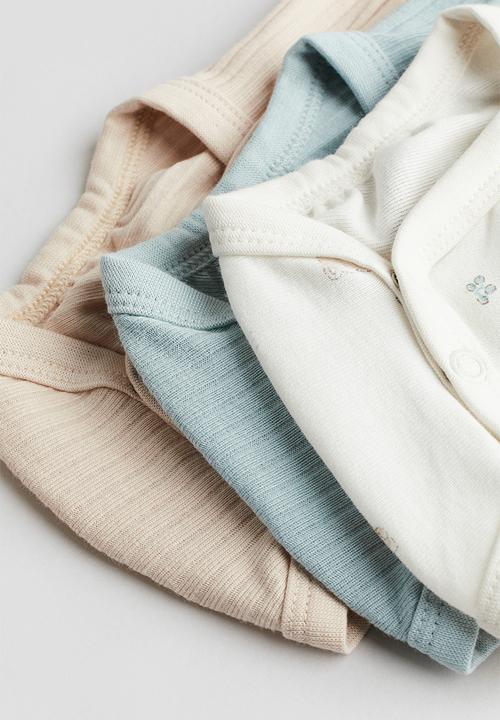 H&M - 3-Pack wrapover bodysuits - Turquoise/Bears