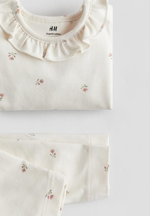 H&M - 2-piece cotton jersey set - White Floral
