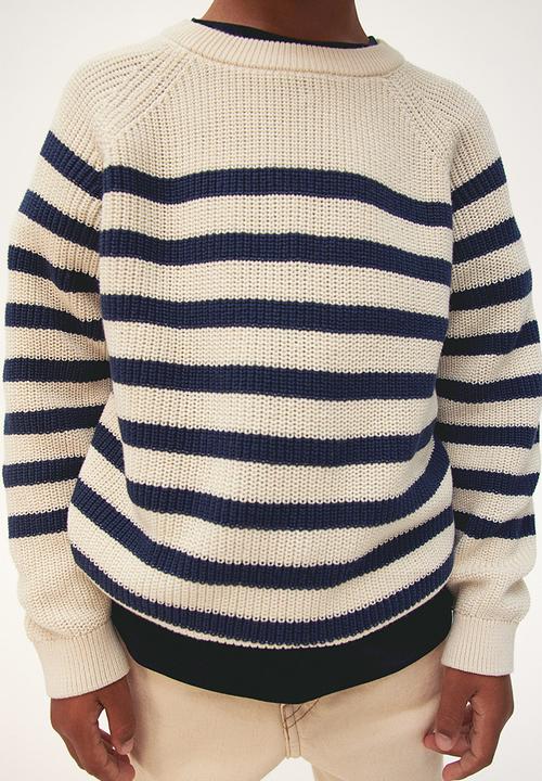 H&M - Cotton-knit jumper - white & navy