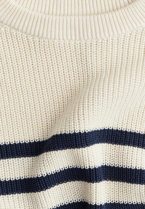 H&M - Cotton-knit jumper - white & navy
