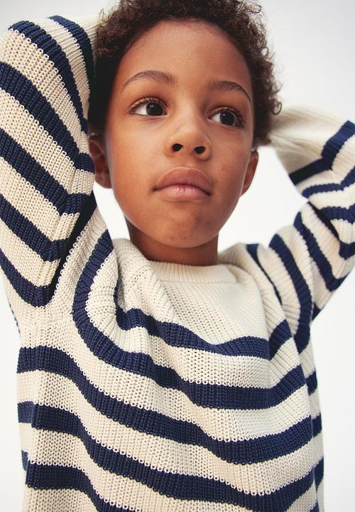 H&M - Cotton-knit jumper - white & navy
