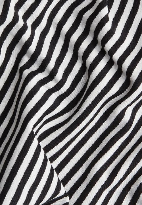 H&M - Decorative-placket ribbed top - white & black