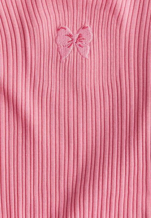 H&M - Overlock-detail cotton top - pink