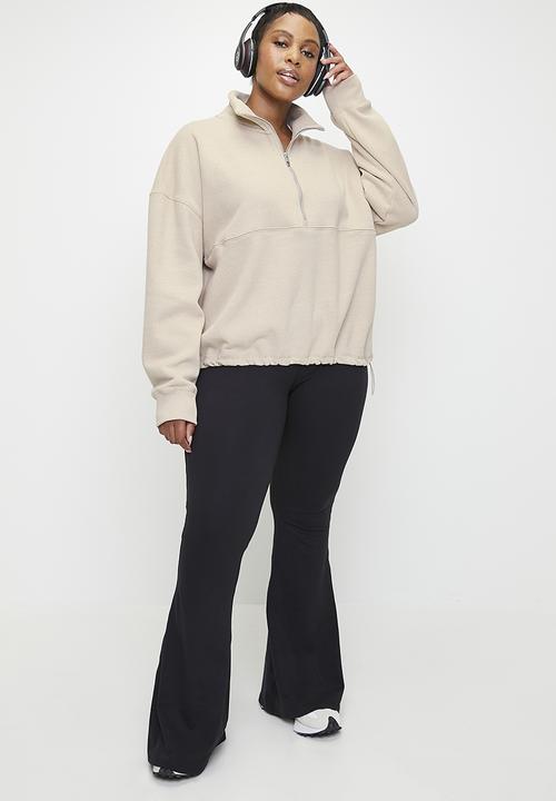 Cotton On - Plus Plush Essential Half Zip Jumper - Sesame Marle