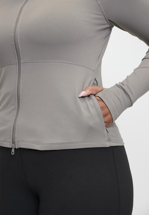 Cotton On - Plus active core zip through long sleeve - desert grey