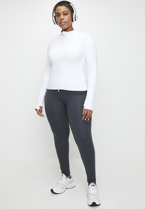 Cotton On - Plus active core zip through long sleeve - white