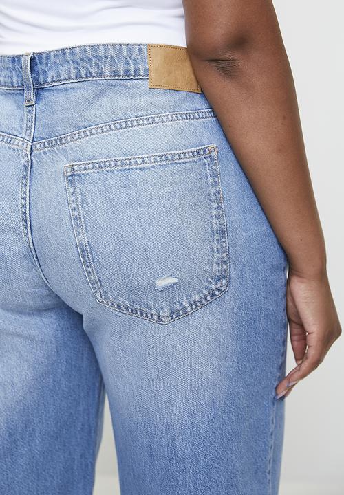 Cotton On - Plus Relaxed Wide Jean - Breeze Blue Worn