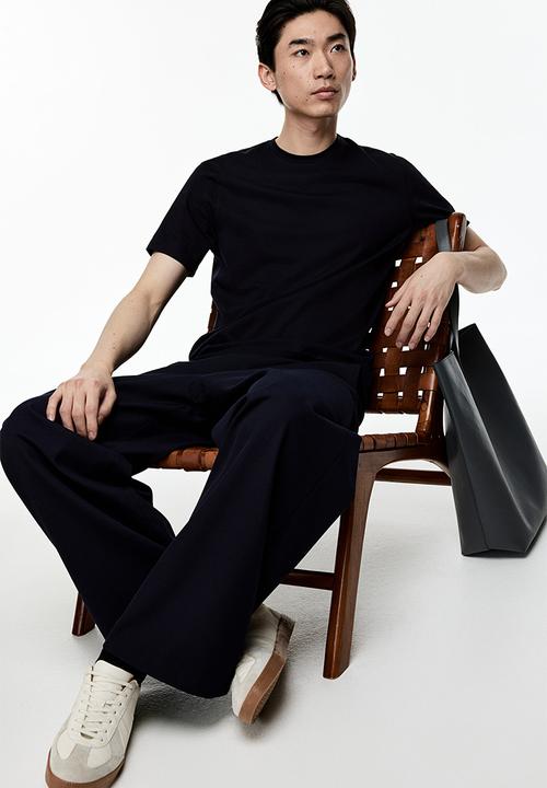 H&M - Slim fit pima cotton T-shirt - navy blue