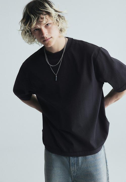 H&M - Boxy fit washed T-shirt - black