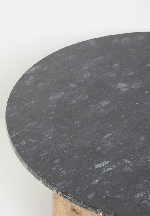 Sixth Floor - Dela marble & wood coffee table - black & natural