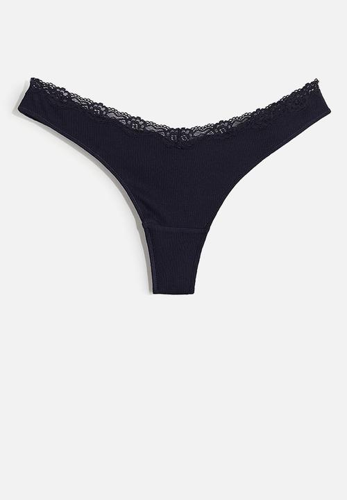 H&M - 3-Pack cotton thong briefs - blue & white