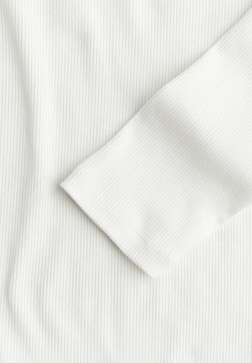 H&M - Ribbed boat-neck top - white