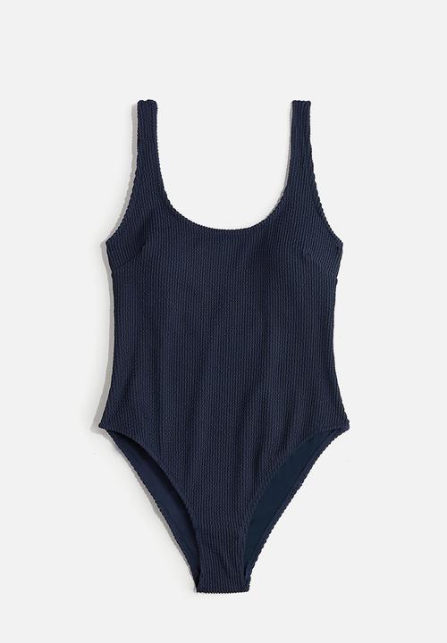 H&M - Padded-cup high-leg swimsuit - blue