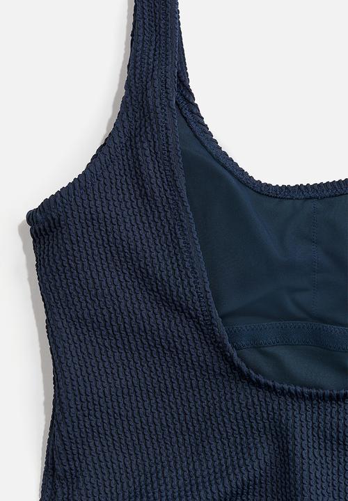 H&M - Padded-cup high-leg swimsuit - blue