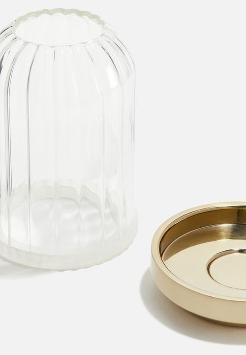 H&M - Candle lantern in clear fluted glass - gold