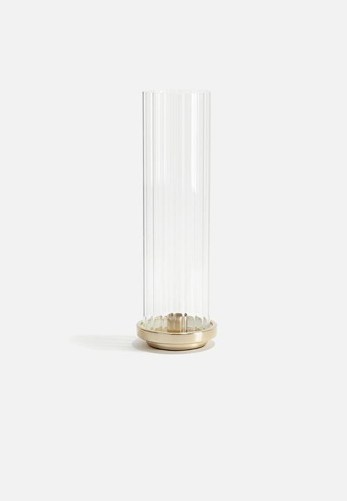 H&M - Candle lantern in clear fluted glass - gold-coloured 