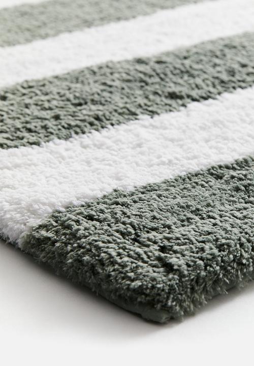 H&M - Cotton-blend bath mat - Green Striped