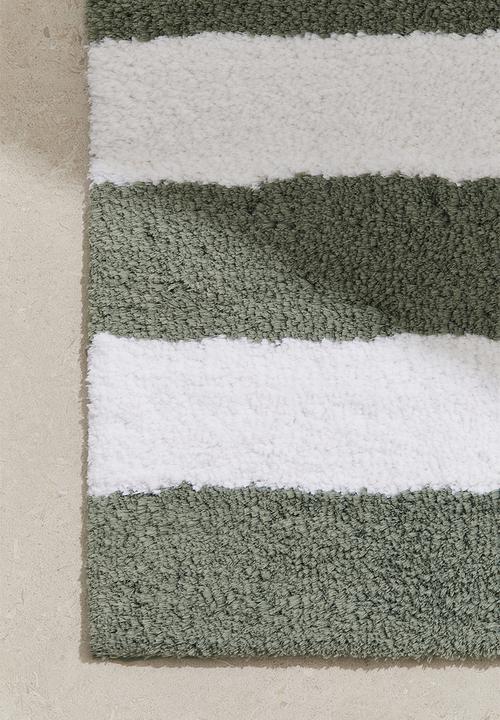 H&M - Cotton-blend bath mat - Green Striped