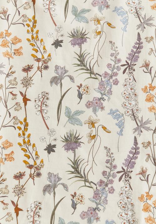 H&M - Patterned cotton fitted sheet - beige floral 