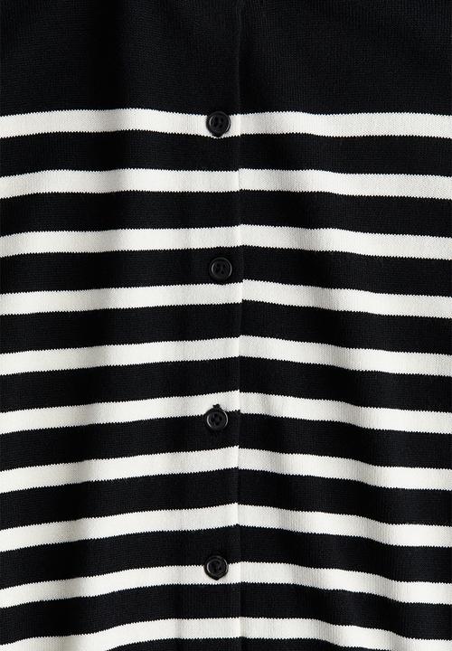 H&M - Fine-knit cardigan - Black White striped